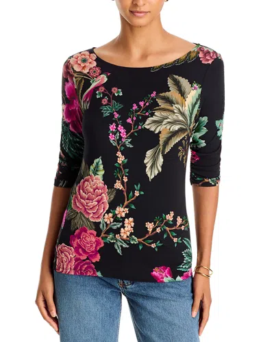 Johnny Was The Janie Favorite Ruched Sleeve Tee In Black