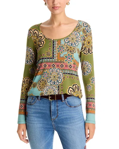 Johnny Was The Janie Favorite Scoop Neck Long Sleeve Top In Green