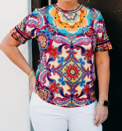 Johnny Was The Janie Favorite Short Sleeve Blouse In Mcanna Scarf In Multi