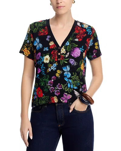 Johnny Was The Janie Favorite Short Sleeve Henley Tee In Black