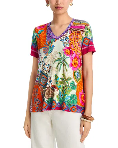 Johnny Was The Janie Favorite Short Sleeve V Neck Swing Tee In Multi
