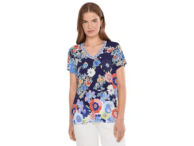 Johnny Was The Janie Favorite Short Sleeve V-neck Tee Women's Clothing Tiana Scarf: Xs In Multi