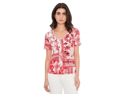 Johnny Was The Janie Favorite Short Sleeve V-neck T-shirts In Red