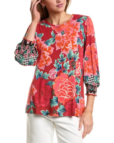 JOHNNY WAS THE JANIE FAVORITE SMOCKED SLEEVE T-SHIRT
