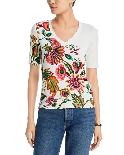 Johnny Was The Janie Favorite V Neck Elbow Sleeve Tee In Multi