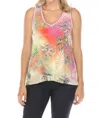 Johnny Was The Janie Favorite V-neck Swing Tee In Raffia Palm Print In Multi