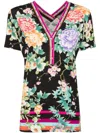 Johnny Was The Janie Button Neck Tee In Black