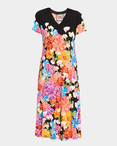 Johnny Was The Janie Floral-print Favorite T-shirt Midi Dress In Multi