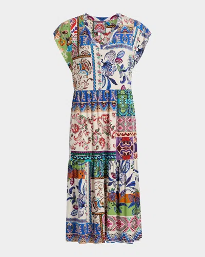 Johnny Was The Janie Patchwork-print Midi Dress In Multi