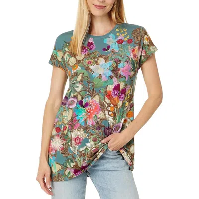 Johnny Was The Janie Womens Floral Print Crewneck Tunic Top In Gold