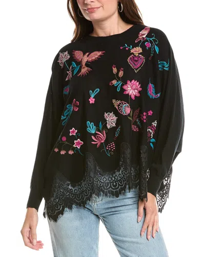 Johnny Was The Lace Oversized Wool Pullover In Black