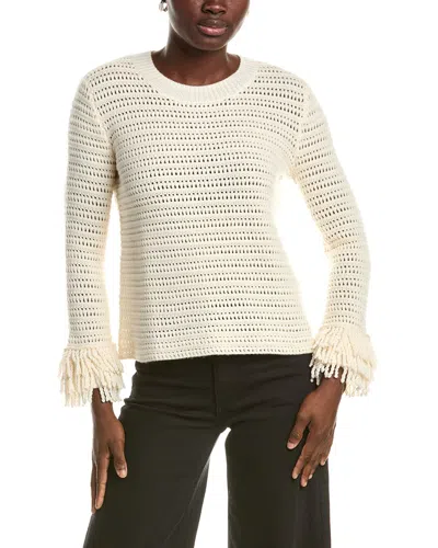 Johnny Was The Layered Fringe Wool & Cashmere-blend Crewneck Sweater In White