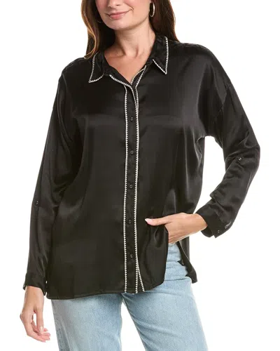Johnny Was The Slim Audrey Collared Silk-blend Shirt In Black