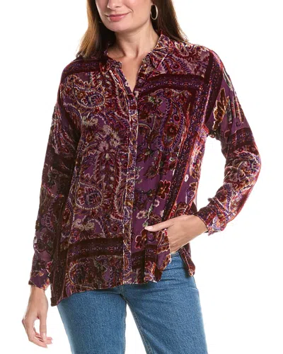 Johnny Was The Slim Audrey Collared Silk-blend Shirt In Brown