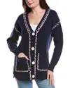 Johnny Was The Solid Whipstitch Cardigan In Blue