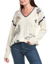 Johnny Was The Whipstitch V‑neck Pullover Maiora In Ivory In Neutral