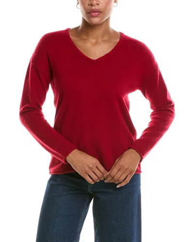 Johnny Was The Whipstitch V-neck Cashmere Pullover In Burgundy
