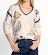Johnny Was The Whipstitch V‑neck Pullover Maiora In Ivory In Neutral