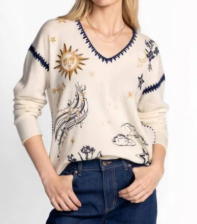 Johnny Was The Whipstitch V‑neck Pullover Maiora In Ivory In Neutral