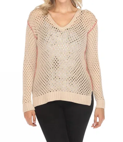 Johnny Was Theresa Crochet Sweater Top In Cream In Neutral