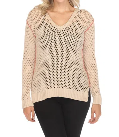 Johnny Was Theresa Crochet Sweater Top In Cream In White