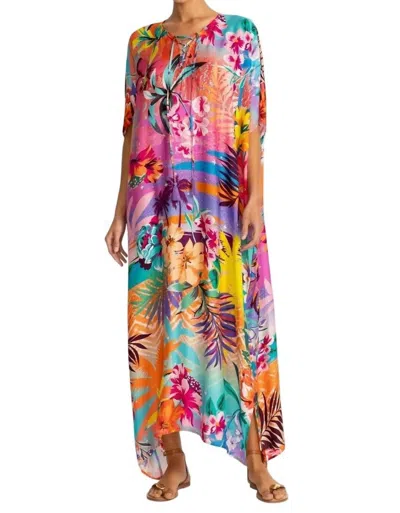 Johnny Was Tie Neck Maxi Kaftan Dress In Zeru