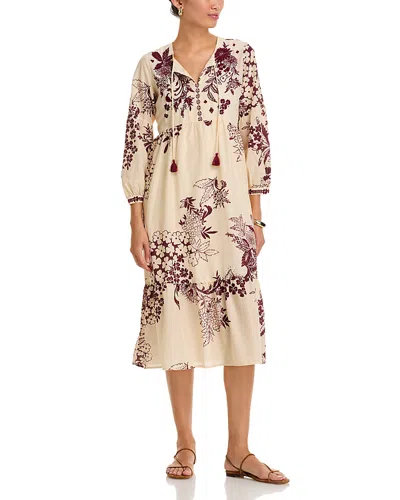 Johnny Was Tiered Bishop Sleeve Dress In Neutral