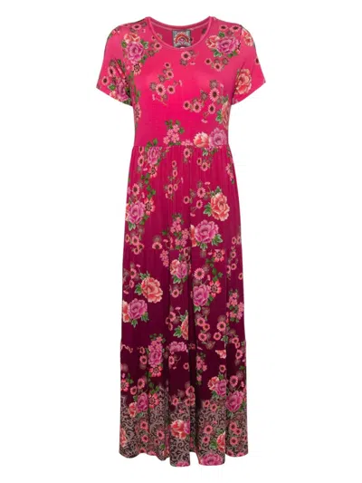 JOHNNY WAS FLORAL-PRINT CAP-SLEEVE DRESS