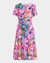 Johnny Was Tiered Floral-print Cotton Midi Dress