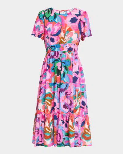 Johnny Was Tiered Floral-print Cotton Midi Dress