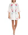 Johnny Was Tiered Flounce Shirtdress In White