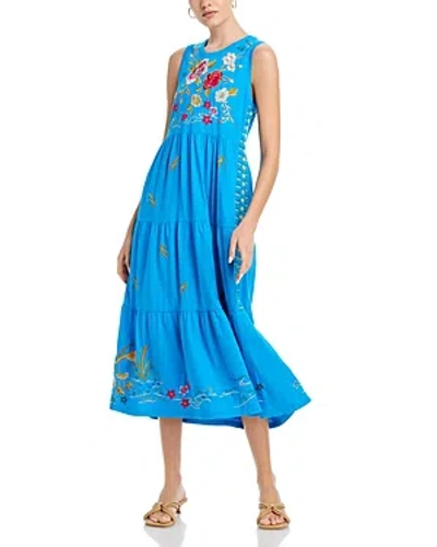 Johnny Was Tiered Maxi Tank Dress In Blue Lagoon
