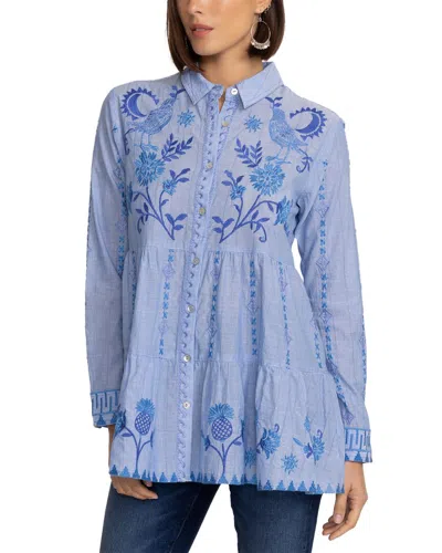 Johnny Was Tiered Shirt Tunic In Blue