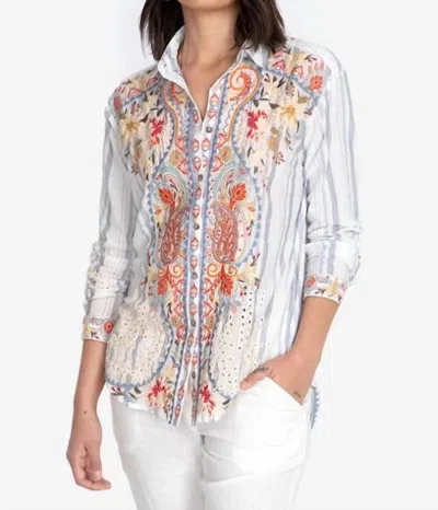 Johnny Was Tikal Oversized Shirt In White In Multi