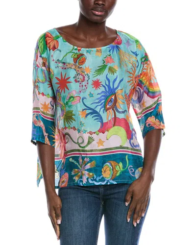 Johnny Was Tiko Silk Blouse In Blue