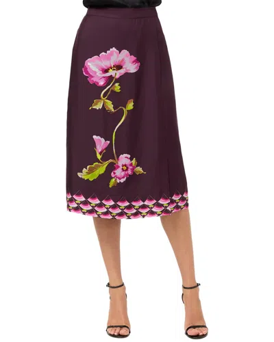 Johnny Was Tilli Faux Wrap Silk-blend Midi Skirt In Purple