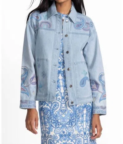 Johnny Was Trapunto Denim Chore Jacket Neilly In Denim Blue