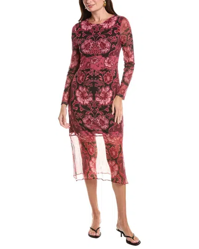 Johnny Was Tulus Mesh Silk-blend Midi Dress In Burgundy