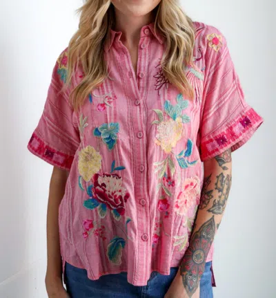 Johnny Was Udine Oversize Weekend Shirt In Pink