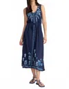 Johnny Was Yadira Embroidered Cotton Knit Midi Dress In Blue