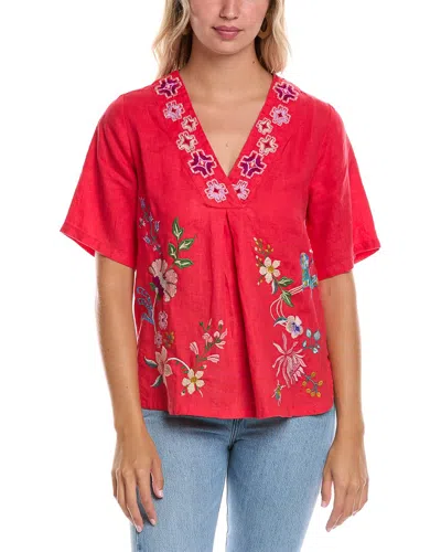 JOHNNY WAS V-NECK LINEN BLOUSE