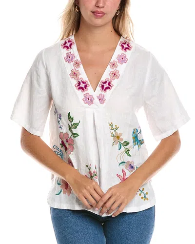 JOHNNY WAS V-NECK LINEN BLOUSE
