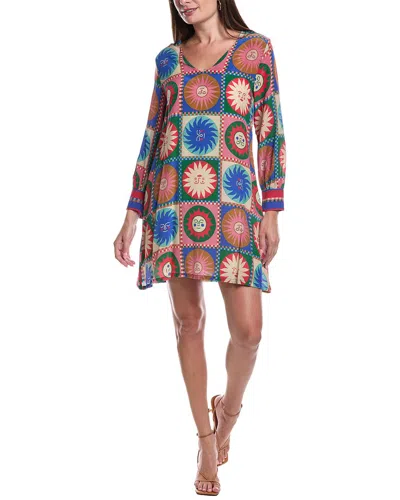 Johnny Was V-neck Silk Swing Dress In Multi