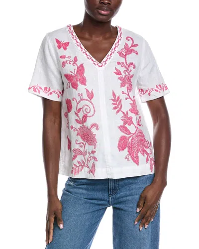 JOHNNY WAS JOHNNY WAS V-NECK TIE BACK LINEN BLOUSE