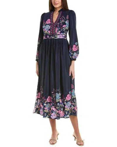 Pre-owned Johnny Was Valeria Silk Maxi Dress Women's S In Multicolor