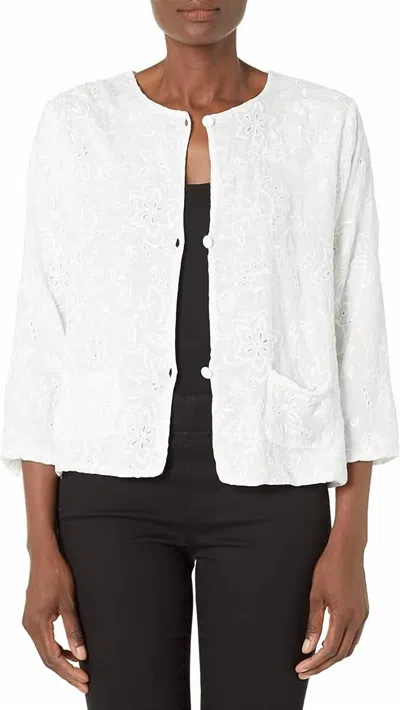 Johnny Was Valerie Pull On Button Up Blouse In White