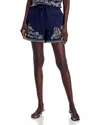 Johnny Was Vanona Linen Shorts In Blue