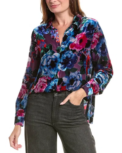Johnny Was Velma Button-down Silk-blend Shirt In Multi