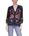 Johnny Was Velouette Blouse Charis In Smoked Black In Multi