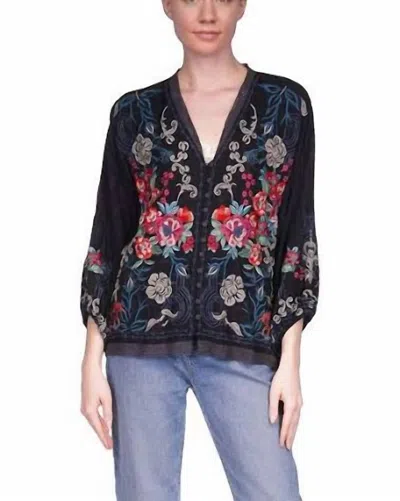 Johnny Was Velouette Blouse Charis In Smoked Black In Multi